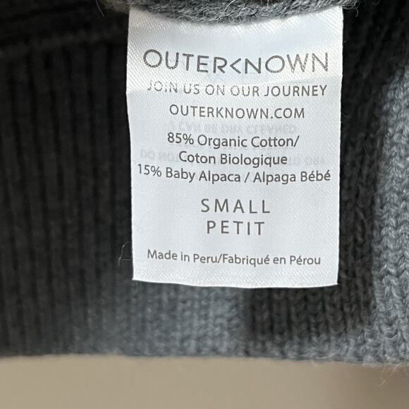 Outerknown Jetlag Cotton Alpaca Crew Neck Sweater Size S Gray Fisherman NWOT - Picture 6 of 7